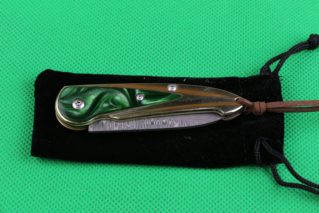  The Chinese Feast Damascus steel no lock folding knife UD402180 